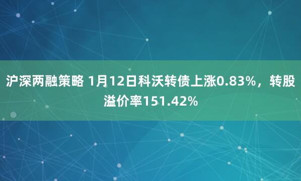 沪深两融策略 1月12日科沃转债上涨0.83%，转股溢价率151.42%